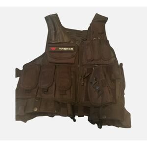#2New Yakeda Black Fully Adjustable Tactical Vest Pockets Front Zipper Hook/Loop